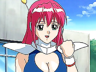 Busty anime slut has her maid's outfit taken off before sucking on a big cock