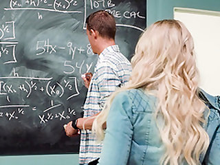 Alexis Monroe seduces a guy for a shag in a classroom