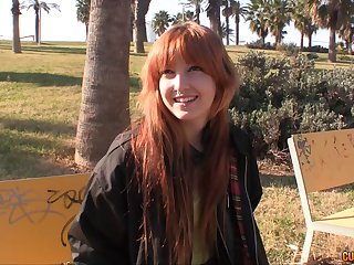 Bold public blowjob and magnificent sex with a redheaded hottie